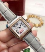 Fake Cartier Panthere de 27mm Watch 2 Tone Gray Leather Strap